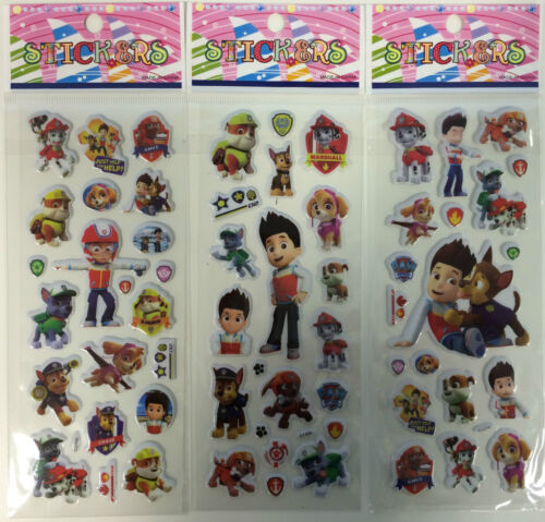 PAW PATROL 3D Sticker Sheets Ideal for Party Bags//Scrapbooking YOU CHOOSE AMOUNT