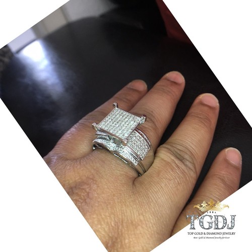 Sterling Silver 1//3ct TDW Diamant Pave Square bague de réglage