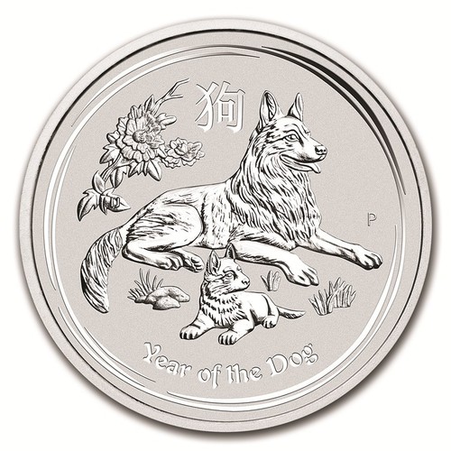 2018 Australian Lunar Series II Year Of The Dog 1 oz Silver Capsuled BU Coin