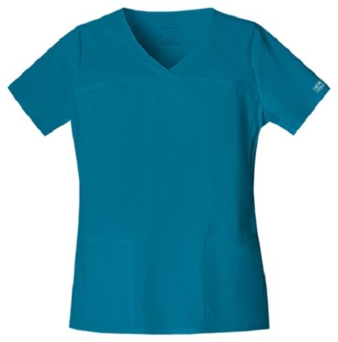 Cherokee Workwear Scrubs Women&#039;s V-Neck Scrub Top 4727 Caribbean Blue CARW