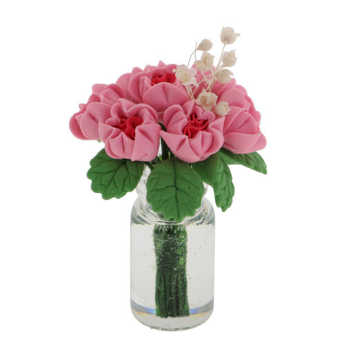1/12 Miniature bouquet dans Glasvase Poupées Maison Chambre Décoration Accs