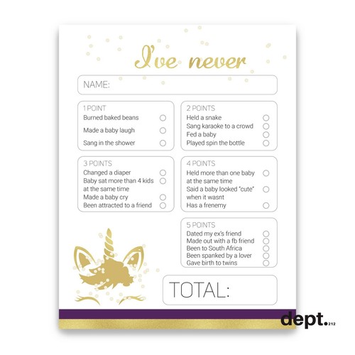 Unicorn Baby Shower Purple and Pink Magical Rainbows Party Printable Games