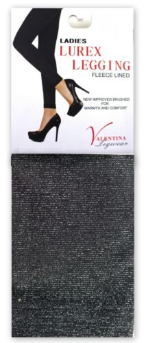 VALENTINA Lurex leggins Polaire Doublé Footless Legwear moucheté noir ruban