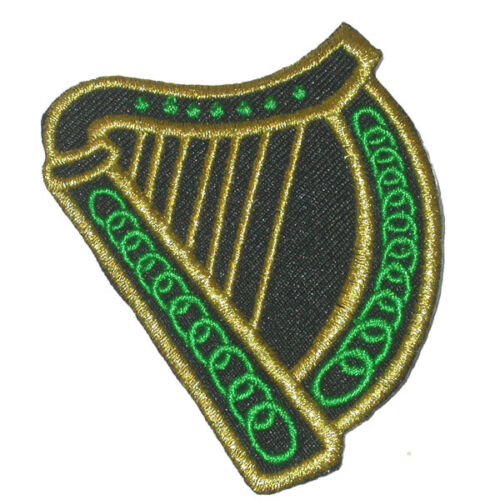 Iron On Applique Irish Celtic Harp St Patricks 2 pieces 