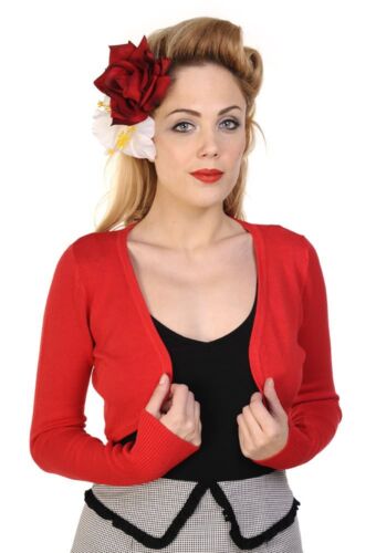 Red Plain Rockabilly Vintage Pinup Bolero Shrug Cropped Top By Banned Apparel 