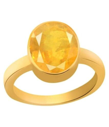 Details about   100% Natural Certified Yellow Sapphire Pukhra Rashi Ratan Panchdhatu Unisex Ring 