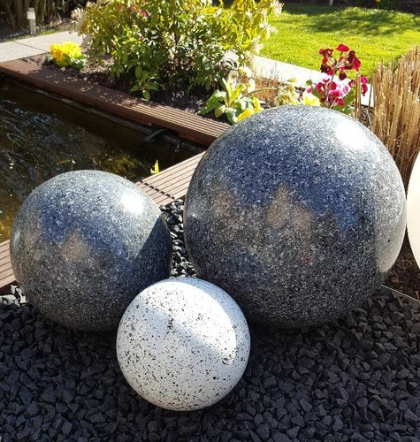 Dekokugel 3er Set 20-15-10 cm Edelstahl weiß Kugel Dekorationskugel Gartenkugel