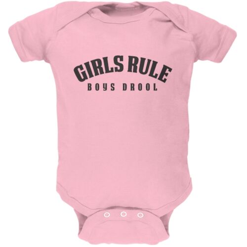 Girls Rule Boys Drool Light Pink Soft Baby One Piece