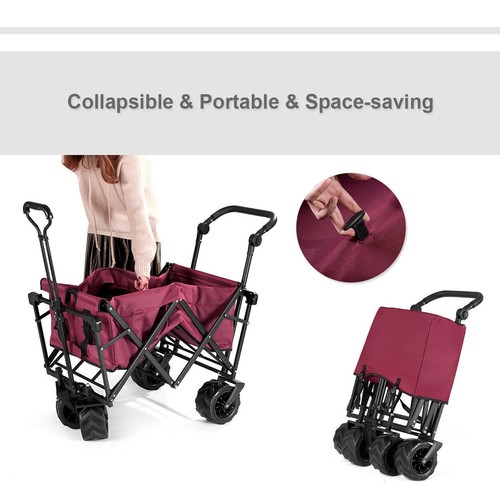 Collapsible Folding Garden Wagon Cart Easy to Carry Overhead Canopy