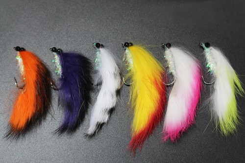 6 colors assorted Zonker Streamers Trout Fly Fishing Flies Lures Fly Set-Size #2