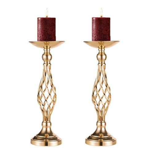 2pc 18&#034; Wedding Flower Table Candle Holder Vase Centerpiece Metal Stand Gold