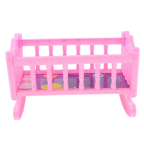 Baby Doll Rocking Bed Bedroom Furniture Accessory for 20cm Doll Toy DIY Pink