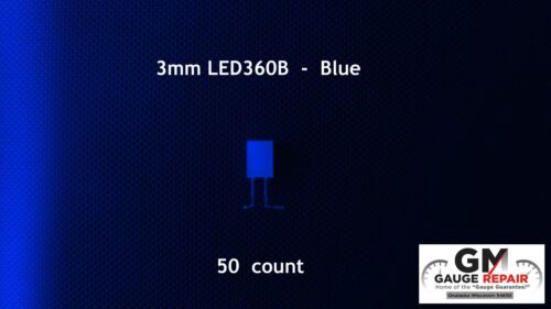 12 volt Blue LED with resistor for GM dash bulb upgrades 3mm 2003-06 50 qty 