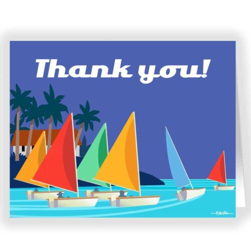 14126 Bright /& Colorful Sailboats Thank You Note Card Set 10 Boxed Note Cards