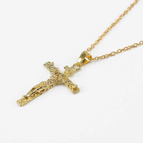 Jesus Cross Women//Men Pendant Chain 18k Gold//Silver Filled Long Rosary Necklace