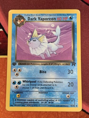 Dark Vaporeon 45/82 1st Edition Team Rocket Non-Holo Pokemon Card
