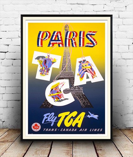 Kunst Paris Fly Tga Vintage Airline Travel Advert Wall Art Poster Reproduction Antiquitaten Kunst Subzy Mk