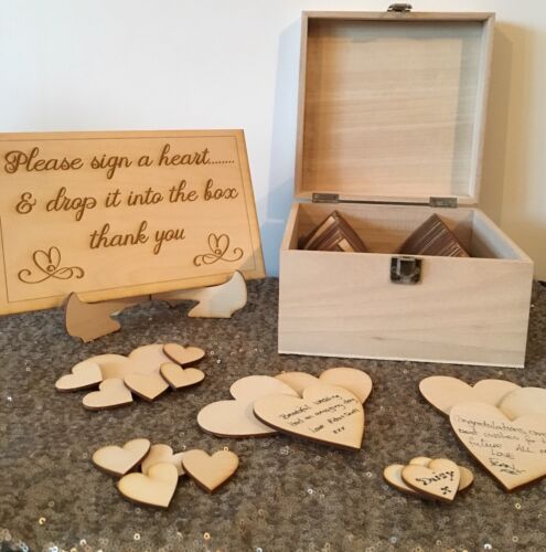 Wedding Guest Book Personalised Wooden Rustic Alternative Heart Wish Box