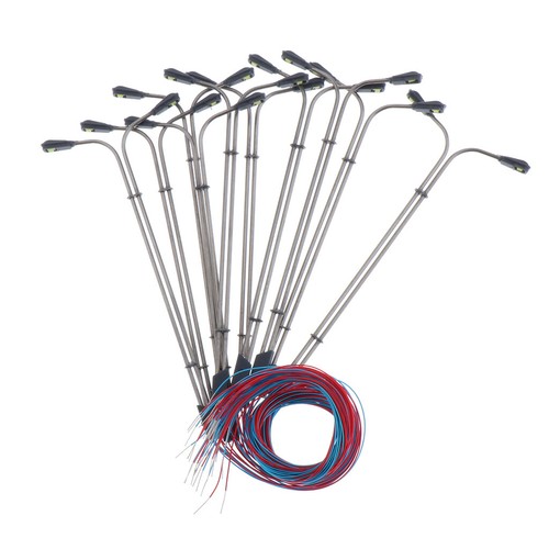 10Pcs Modelleisenbahn Spur H0 Zubehör Straßenlaternen Dual Kopf Lampen 1:150
