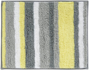 21 x 17 InterDesign Microfiber Stripz Bathroom Shower Accent Rug Gray//Yellow