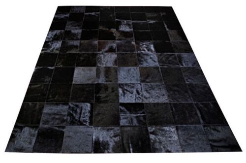 New Large Cowhide Rug Patchwork Cowskin Cow Hide Leather Carpet Black.