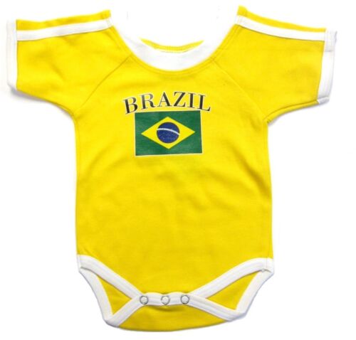 Brasil Brazil Yellow Soccer Jersey Baby Bodysuit Infant Creeper 3-6-9-12-18-24 M