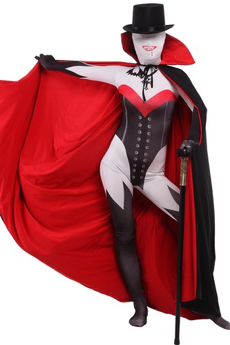 Vampire Skin suit Lycra//Spandex Zentai Cloak Halloween Women/'s Cosplay Costume