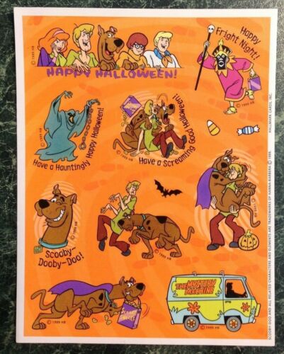 VTG 80s 90s SCOOBY DOO Classic TV Cartoon Halloween Sticker Sheet HANNA BARBERA 