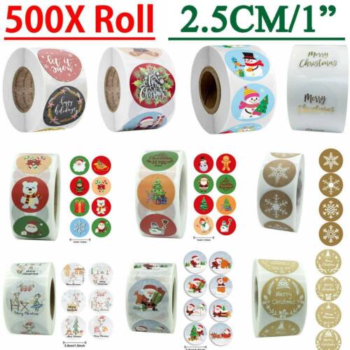 500pcs Gold Foil Merry Christmas Stickers Seal Labels Xmas Card Gift Box Decor.s 