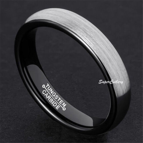 Tungsten Men Wedding Band Ring Comfort Fit White Gold Plated Brushed Surface