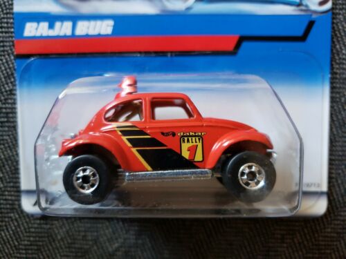 Rare Hot Wheels 1998 Baja Bug Red Dakar Rally #835 Blue Card 19713 Made in India