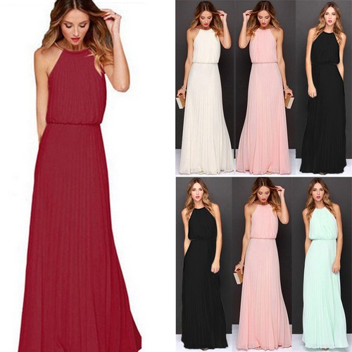 DE Damen Chiffon Maxikleid Hochzeit Abendkleid Brautkleider Cocktail-kleid Party
