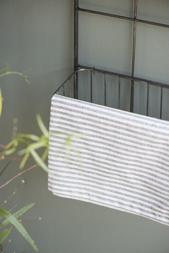 Medium Hammam Towel With Fringes White With Anthracite Pattern by Ib Laursen