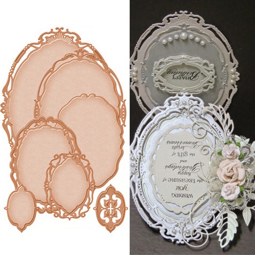 7pcs Oval Metal Cutting Dies Stencils Scrapbook Embossing Craft Photo Frame DIY