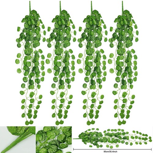 4x 90cm Künstliche Efeuranken Ivy Kunstpflanzen Hängepflanze Rattan Blatt Deko
