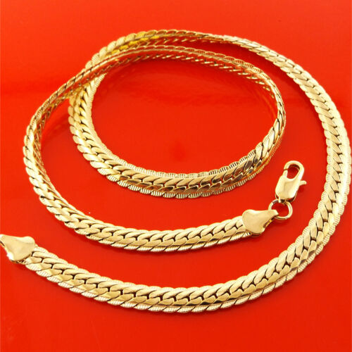 Necklace Pendant Chain 18K Yellow G//F Gold Solid Ladies Antique Link Design 50cm