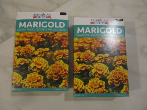 Details about  / 2X MARIGOLD DWARF FRENCH DOUBLE MIXED COLORS AMERICAN SEED BOX EACH COVERS 25 SQ