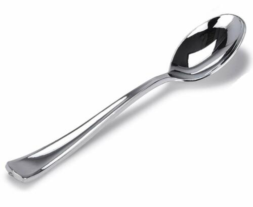Metallic Silver Plastic Spoons 12 pc