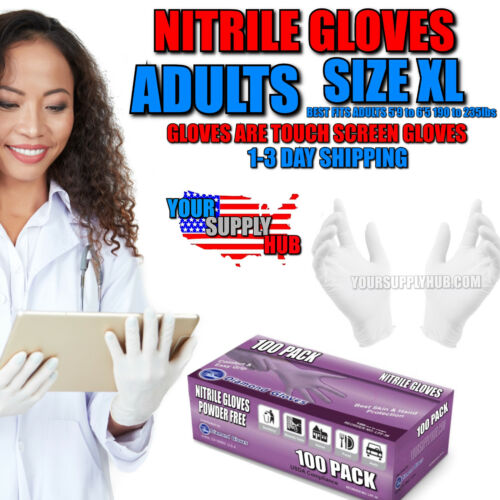 Nitrile Gloves 100pc Box Powder Free Adults SIZE XL 1-3 DAY SHIPPING Non Latex 