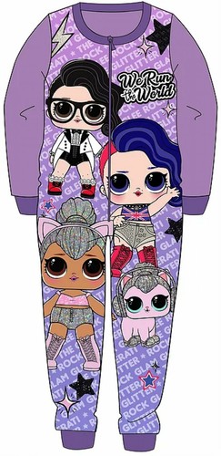 fleece pyjamas pjs 2-8 yrs sleepsuit Purple Girls LOL SURPRISE all in one