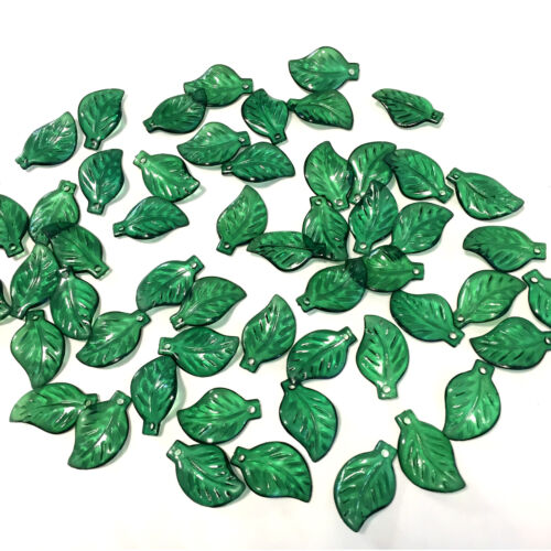 50 Emerald 27x12mm Acrylic Leaf Beads Jewellery Making 