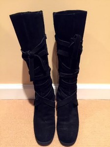 Enzo-Angiolini-Womens-Boot-Black-Suede-High-Heel-7-5-M-US