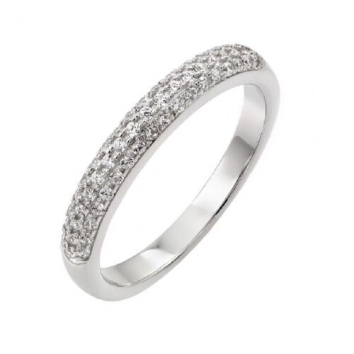 Sterling Silver Micro Pave CZ Stones Ladies Band Ring