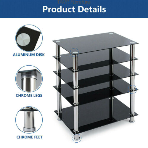 Details about  / Audio Rack AV Tower Media Stand 5-Tier Electronics Equipment Shelf