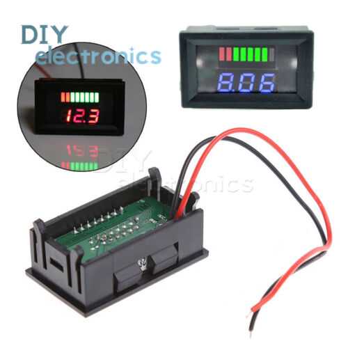 Charge Level Red//Blue Indicator Voltmeter 6V//12V//24V//36V//48V Lead-acid Battery