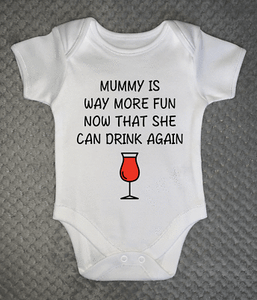Mummy is Way More Fun BABY GROW clothing vest body suit baby shower gift 4 sizes