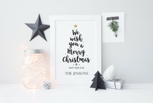Monochrome Decor We wish you a merry christmas Personalised Christmas Print