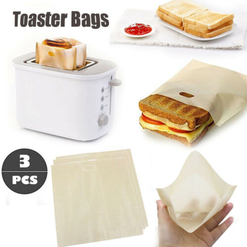 3-6Pcs Toaster Bags Reusable Grilled Cheese Sandwich Non-Stick Heat Resistant 