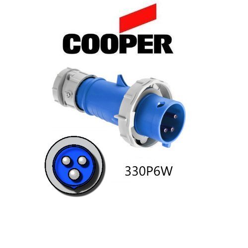2P//3W 250V Blue Cooper # AH330P6W IEC 309 330P6W Plug 30A