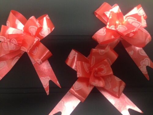 10pcs Wedding Party Xmas Valentines Red Hart Small Pull Rose Ribbon Bows